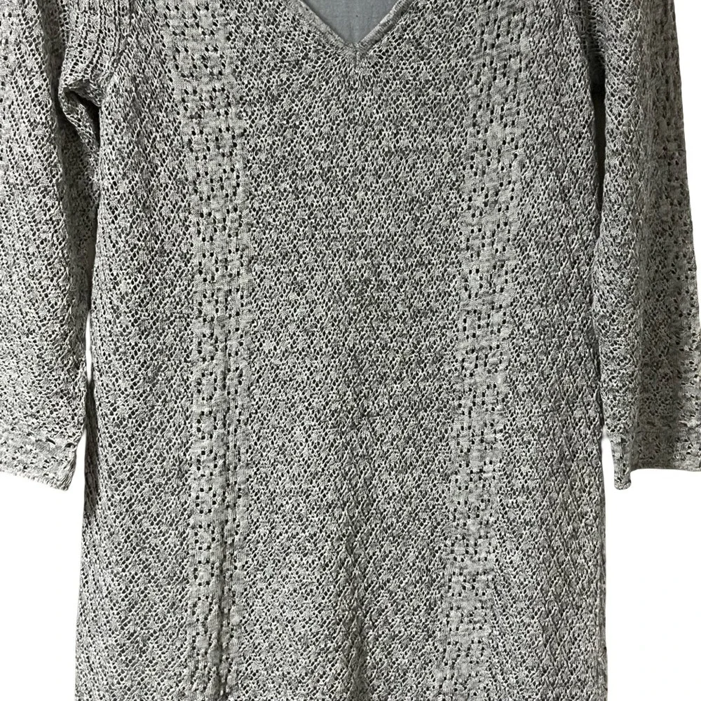 Lucky Brand Gray Sweater Dress Open-Knit Lined Semi Sheer Womens Size Medium‎